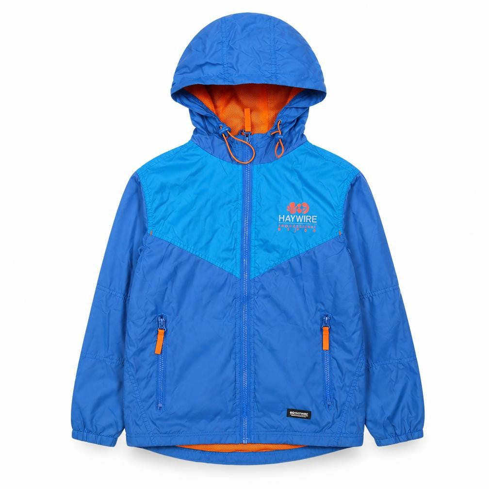 Front view of Haywire boys’ blue basic jacket coat, size M