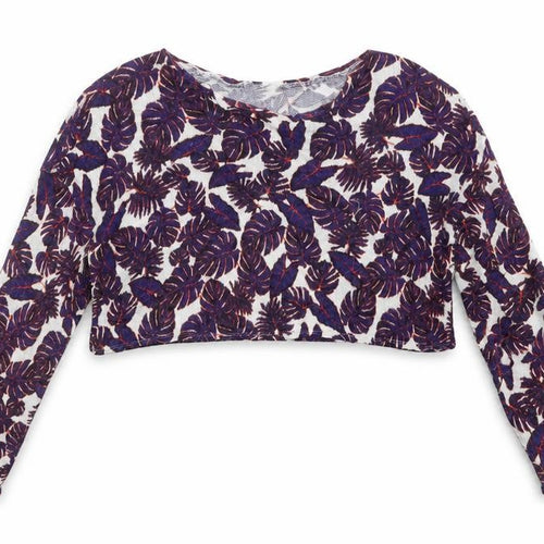 Divided by H&M Womens Purple Geometric  Cropped T-Shirt Size L