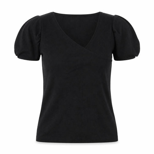 Front view of Jesire women’s black basic t-shirt, size L