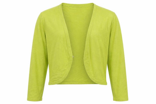 Front view of Preworn girls’ green cardigan jumper, size M