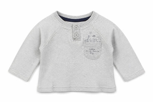 Front view of George boys’ grey basic t-shirt, size 0-3, months - cuddles are my favourite thing