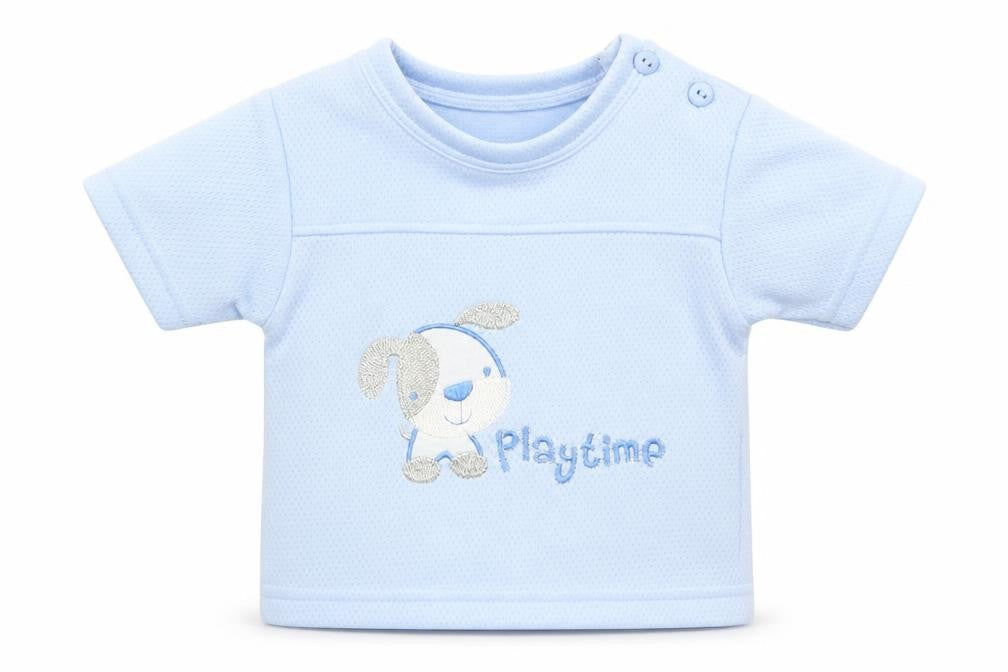Bumble Bean Boys Blue   Basic T-Shirt Size 3-6 Months  - Puppy Playtime