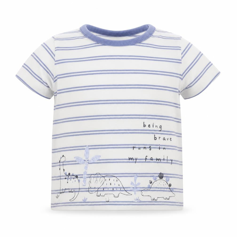 Front view of George Baby White Striped Basic T-Shirt, size 3-6, Months