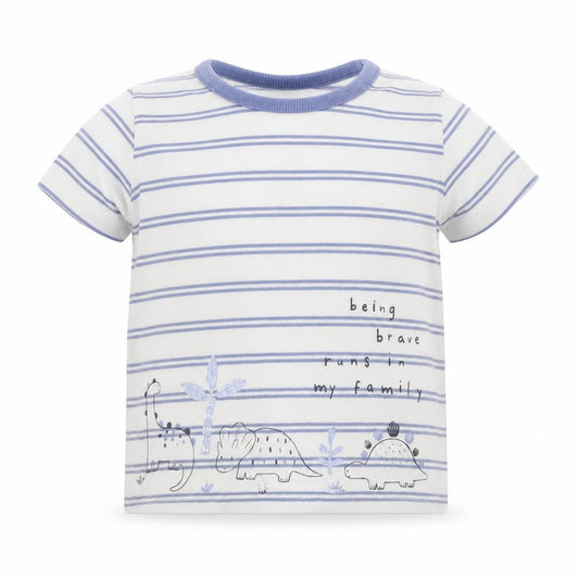 Front view of George Baby White Striped Basic T-Shirt, size 3-6, Months