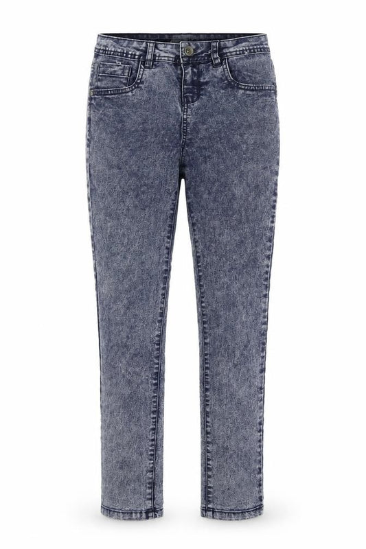 Front view of Denim & Co. girls’ blue straight jeans, size 12, years