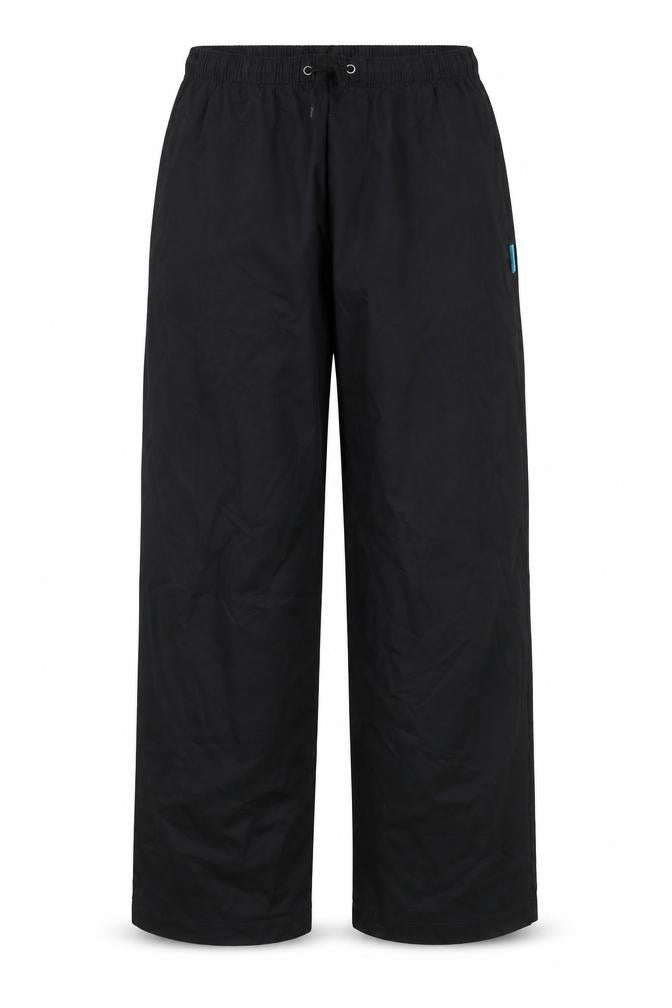 Front view of Imagework women’s black trousers, size L, 30-inch leg
