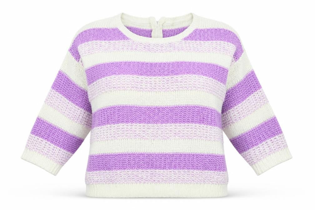 BM Womens Purple Striped  Pullover Jumper Size L