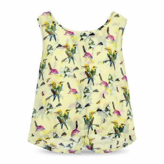Front view of Select women’s yellow floral basic button-up, size UK 8