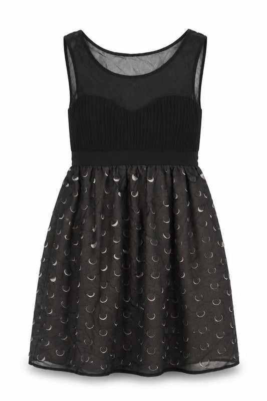Front view of Next women’s black rayon a-line, size UK 8