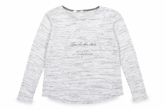 Front view of H&M girls’ grey knit jumper, size 7, years