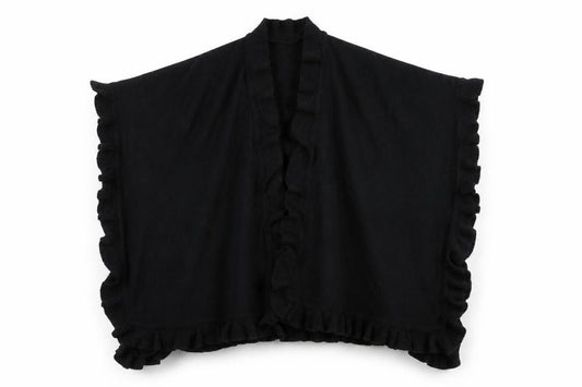 Front view of Preworn women’s black knit shawl/wrap