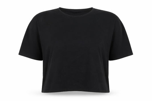 Front view of PRETTYLITTLETHING women’s black jersey basic t-shirt, size UK 14