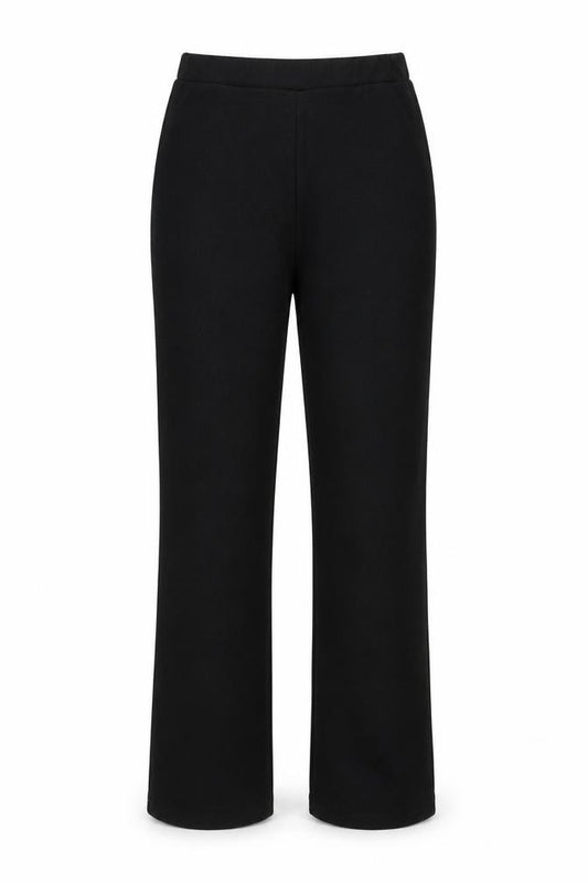 Front view of PRETTYLITTLETHING women’s black trousers, size UK 14, 29-inch leg