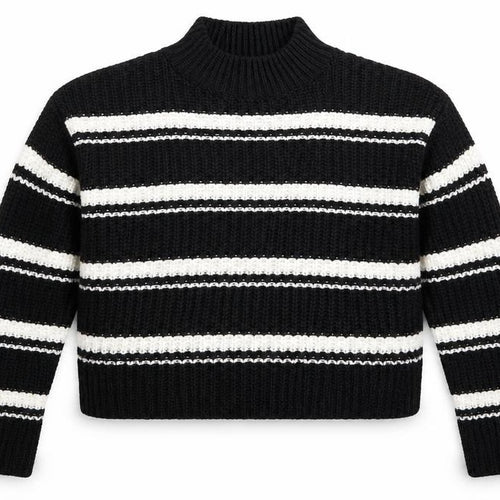 New Look Girls Black Striped Knit Pullover Jumper Size 12-13 Years