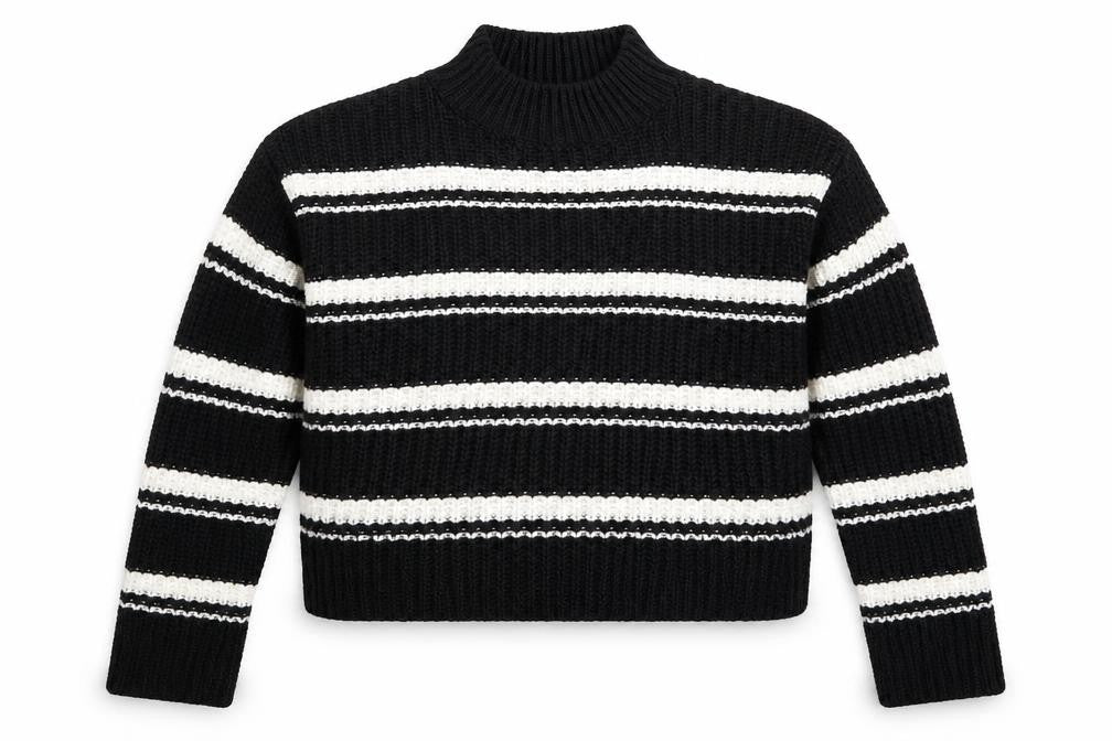 New Look Girls Black Striped Knit Pullover Jumper Size 12-13 Years