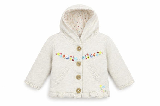 Front view of RJR.John Rocha girls’ grey jacket, size 3-6, months