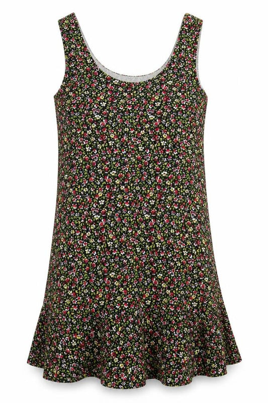 Front view of Mango women’s black floral tank dress, size S