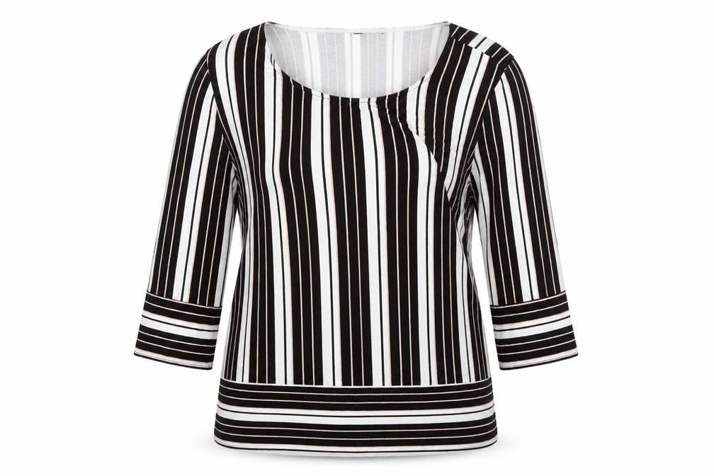 Preworn Womens White Striped  Tunic T-Shirt Size 14