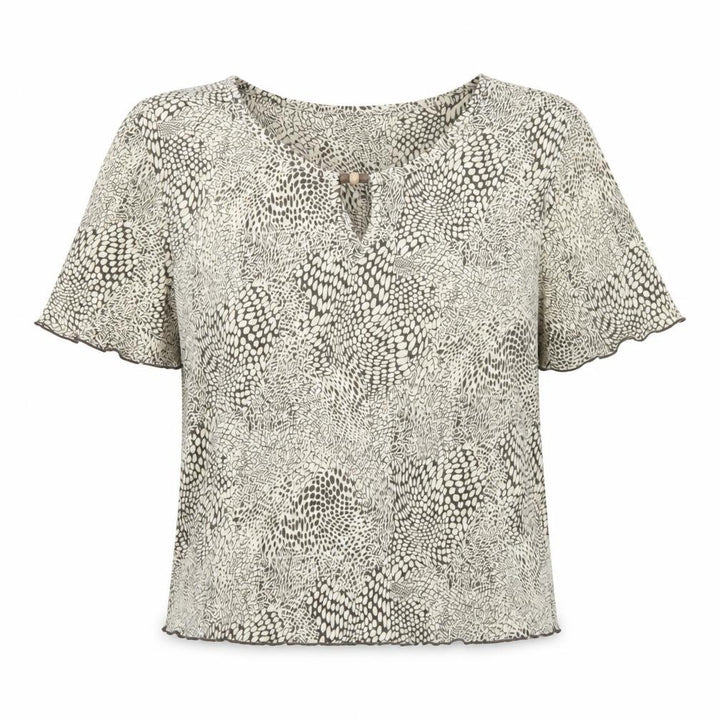Roman Womens Ivory Animal Print  Basic Blouse Size M
