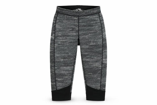 Front view of Preworn women’s grey cropped leggings, 20-inch leg