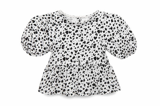 Front view of Next girls’ white animal print tunic blouse, size 10, years