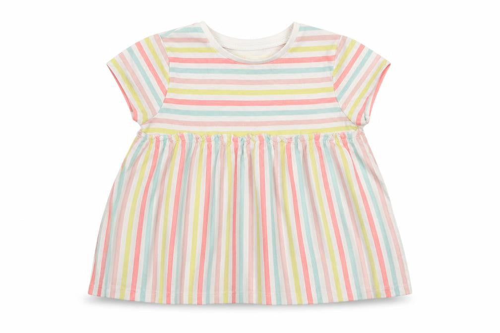 F&F Girls Multicoloured Striped  T-Shirt Dress  Size 12-18 Months