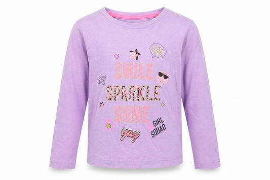 Front view of Pep&Co girls’ purple basic t-shirt, size 18-24, months