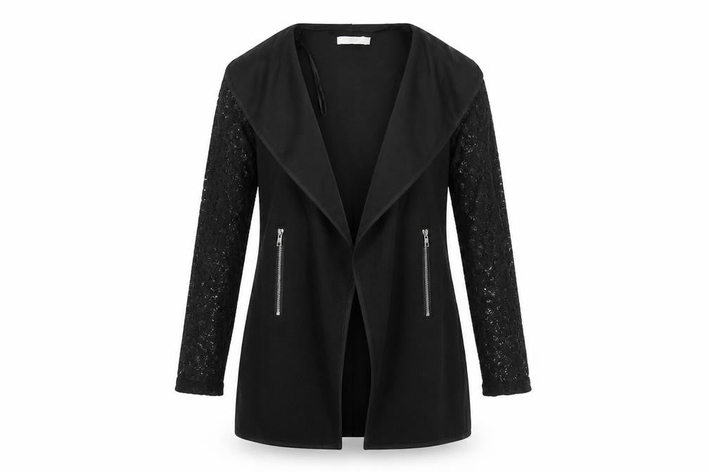 QED London Womens Black   Jacket Coatigan Size M  - Lace Sleeve