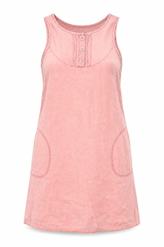 Front view of women’s pink a-line, size UK 8