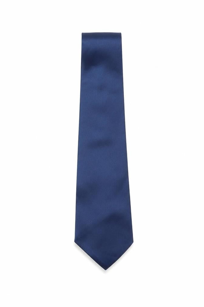 Front view of preworrn men’s blue pointed tie one size