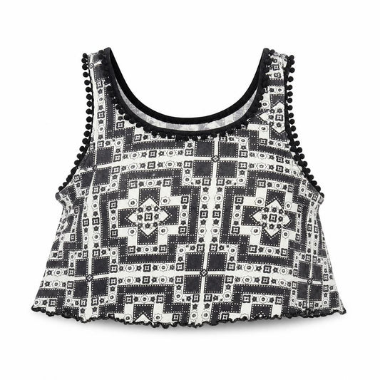 Front view of Topshop women’s multicoloured geometric basic tank, size UK 6
