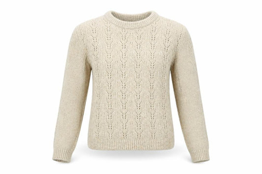 Front view of Preworn girls’ beige knit jumper, size M