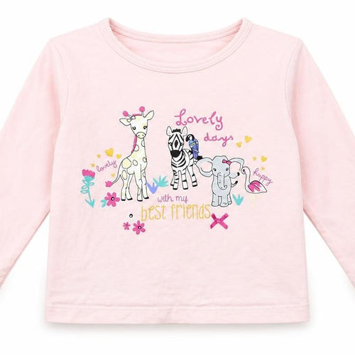 peacock Girls Pink   Basic T-Shirt Size 18-24 Months  - animal
