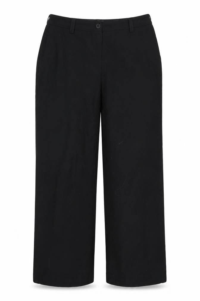 Front view of Migel Stapper women’s black trousers, size L, 32-inch leg
