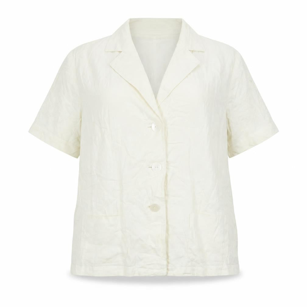 Front view of LUCIA women’s ivory basic button-up, size UK 16