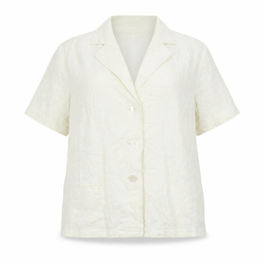 Front view of LUCIA women’s ivory basic button-up, size UK 16