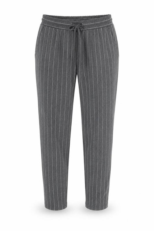 Front view of Papaya women’s grey striped trousers, size UK 12, 25-inch leg