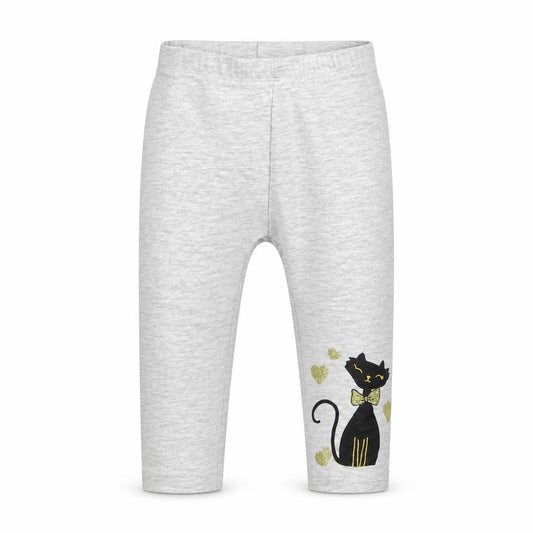 Front view of so cute girls’ grey jogger leggings, size 9-12, months - leggings