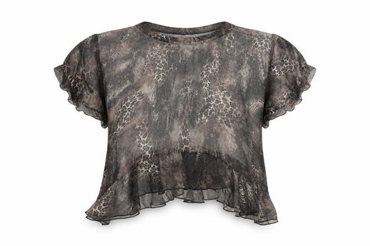 Front view of Miso women’s multicoloured animal print basic blouse, size UK 8