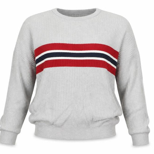 Pull&Bear Womens Grey Striped  Pullover Jumper Size S