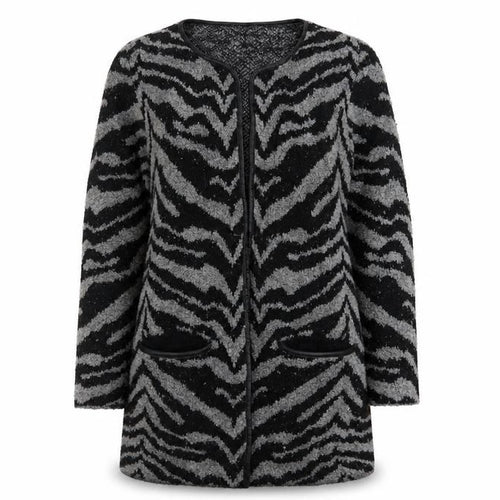 Alexara Womens Grey Geometric Knit Cardigan Jumper Size M