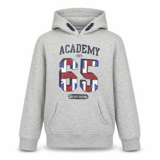 Front view of Rebel boys’ grey pullover hoodie, size 7-8, years