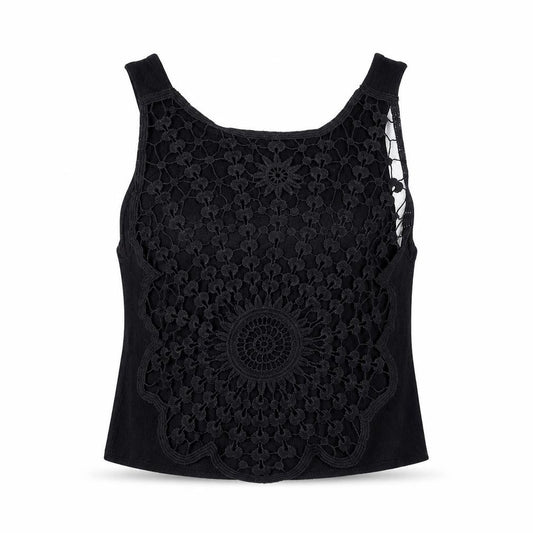 Front view of H&M women’s black basic t-shirt, size UK 8