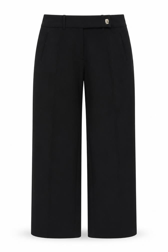 Front view of Per Una women’s black houndstooth trousers, size UK 10, 28-inch leg