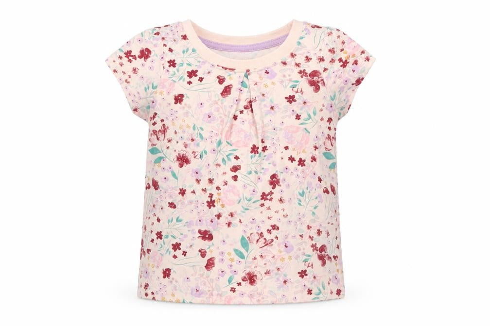 SO CUTE Girls Pink Floral  Basic T-Shirt Size 9-12 Months