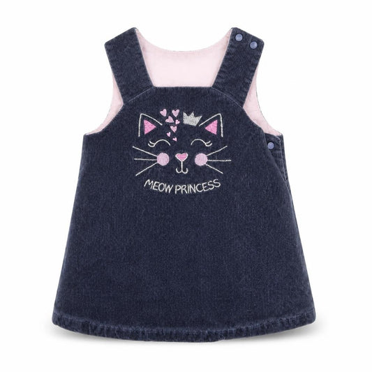 Front view of BEL BIMBO girls’ blue animal print a-line, size 12-18, months