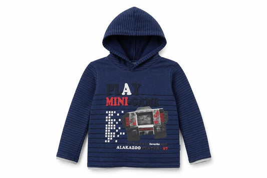 Front view of Alakazoo boys’ blue pullover hoodie, size 6, years - gaming