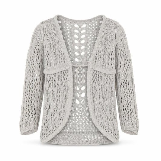 Front view of Creamie girls’ grey cardigan jumper, size 5, years