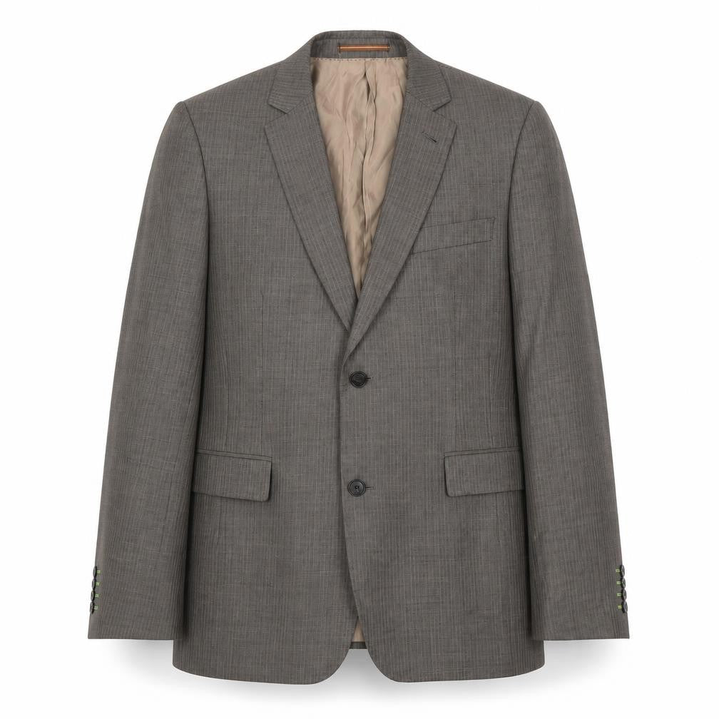 Front view of Topman men’s brown striped jacket suit jacket, size 42