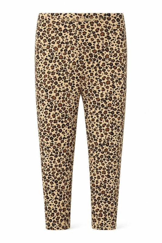 Front view of I Love Girlswear girls’ beige animal print capri trousers, size 9, years - leggings
